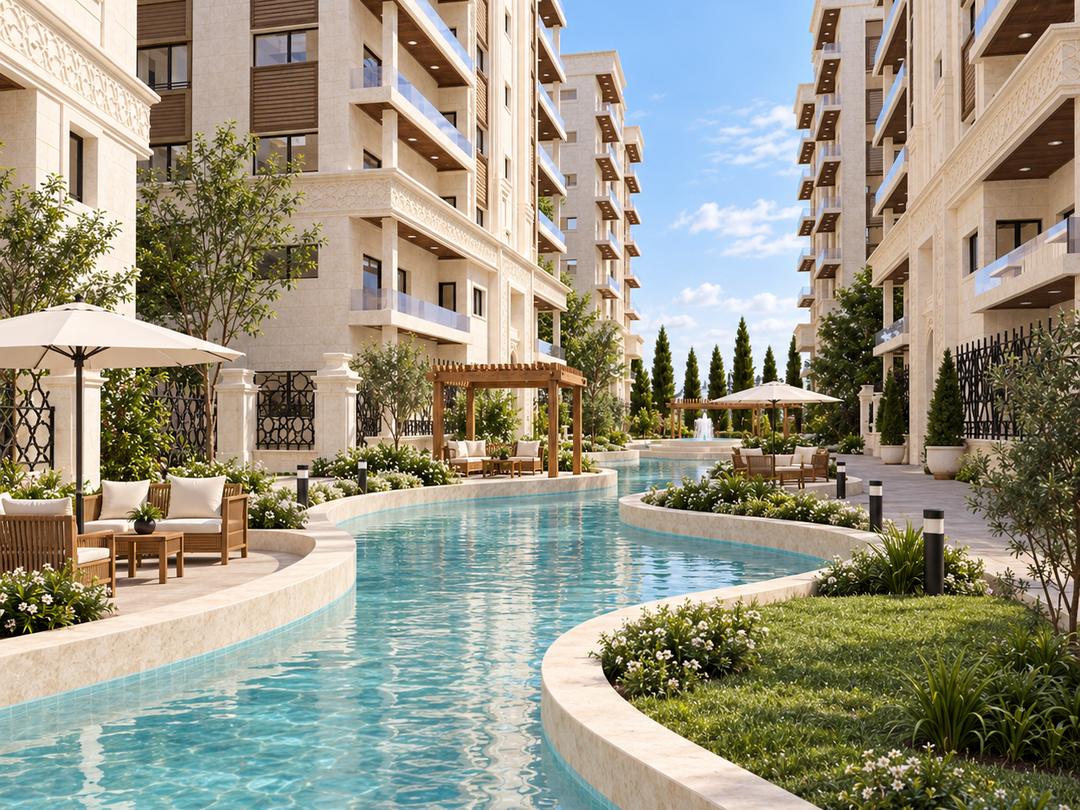 الحديقة المركزية والممر المائي في ديار الأنس